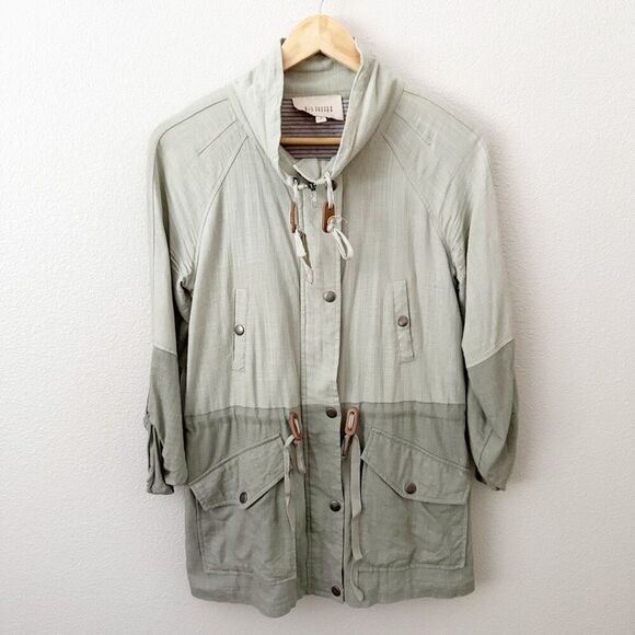 BLU PEPPER x ANTHROPOLOGIE | Cotton Linen Utility Tone Colorblock Jacket | Small - Picture 2 of 8